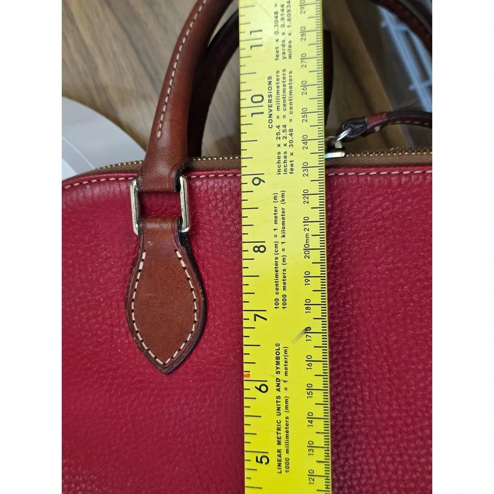 Dooney & Bourke Red Pebble Grain Leather Zip Zip Domed Satchel Crossbody Bag
